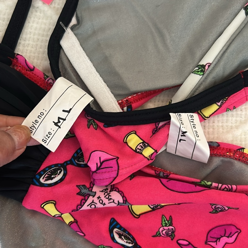 Betsey Johnson Pink and Black Swim Set - Picture 2 of 7